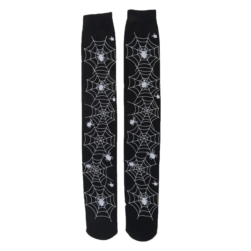 Halloween Spider Web Blood Print Over-Knee Cosplay Stockings Halloween Costume Stockings Richie's black One Size
