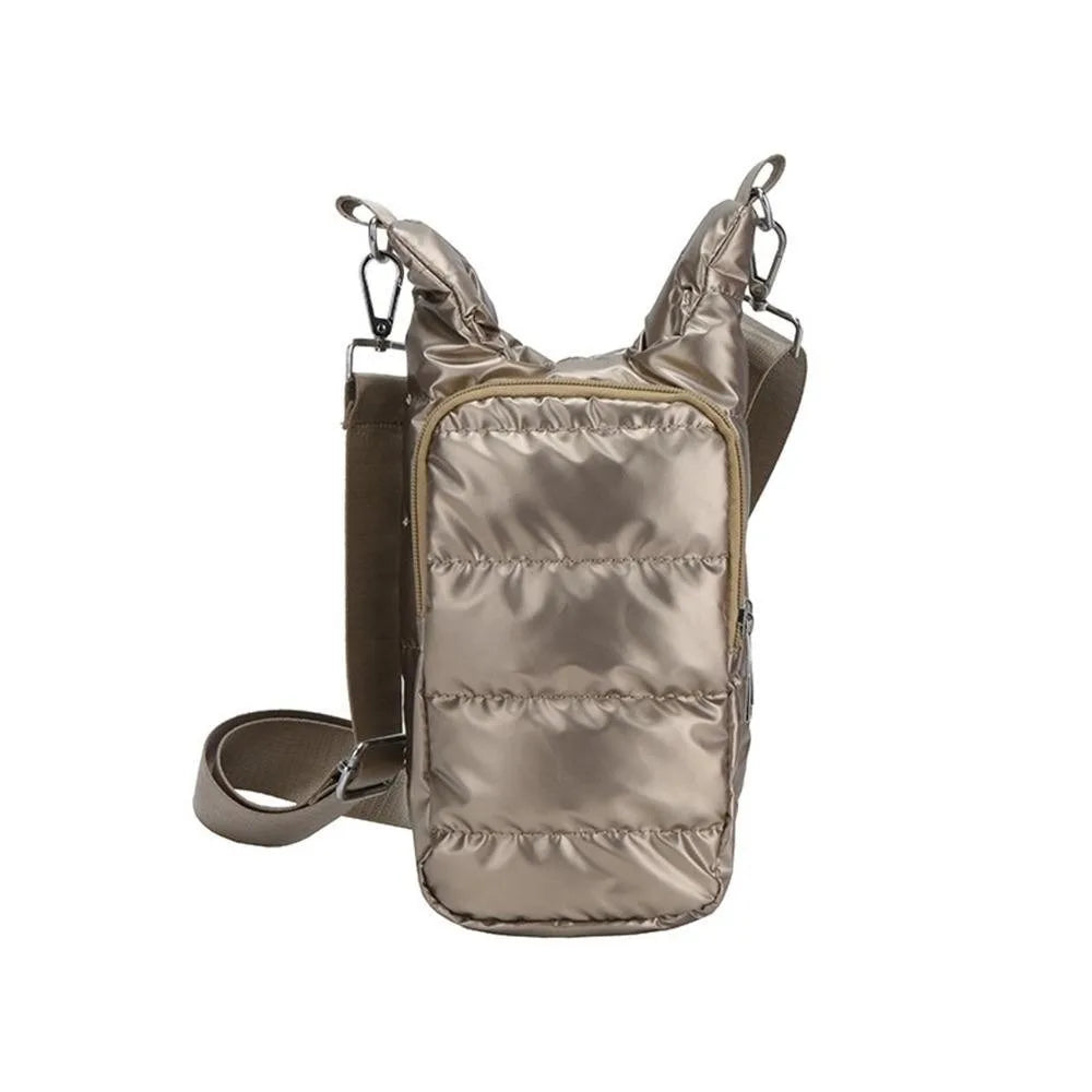 Insulated Water Bottle Shoulder Bag – Waterproof PU Sleeve Bottle Shoulder Bag Richie's Champagne