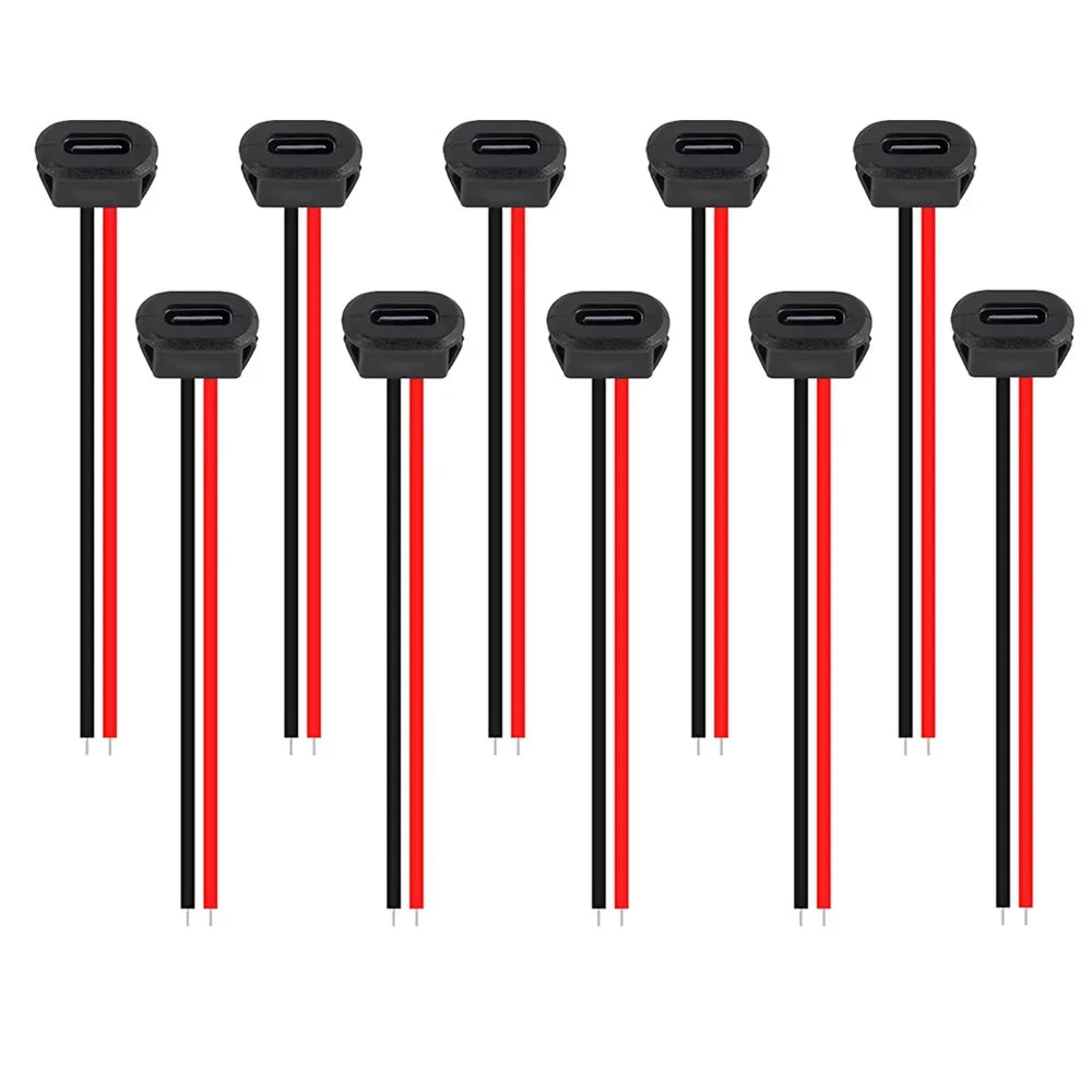 Waterproof USB-C 2-Pin Female Socket Fast Charging Connector USB-C Connector Richie's 10PCS