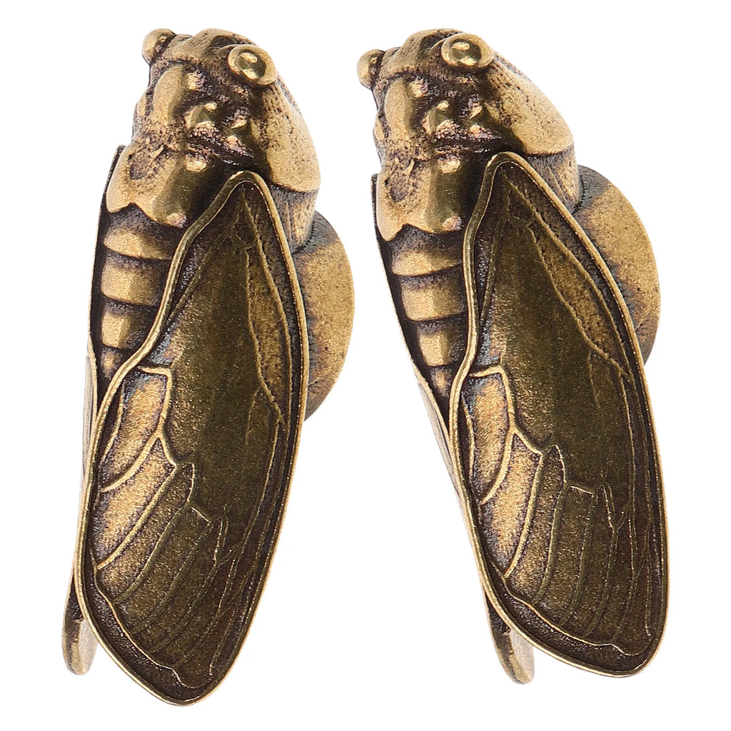 2Pcs Brass Cicada Figurines Vintage Insect Desktop Ornaments Decorative Figurine Richie's Default Title
