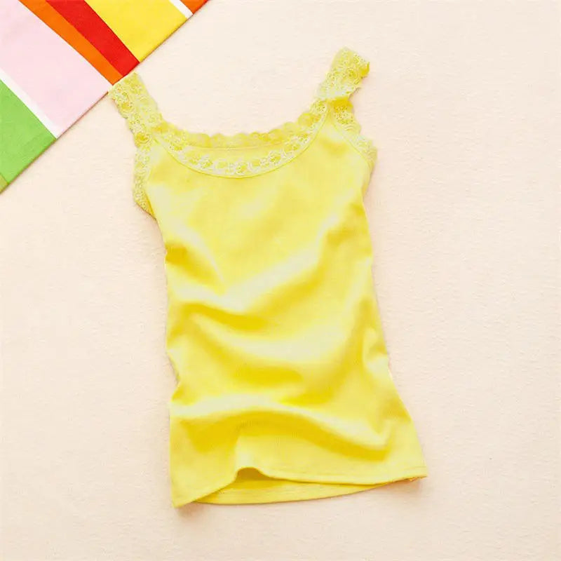 Women's Sleeveless Lace Cotton Tank Top – White & Black Lace Tank Top Richie's light yellow One Size