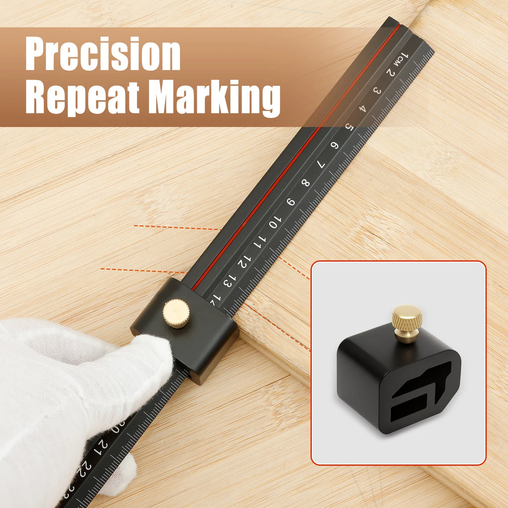 12" Aluminum L-Shape Woodworking Edge Marking Ruler & Stop Block Woodworking Marking Ruler Richie's