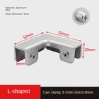 Aluminum Alloy Angle Corner Bracket L T Cross Glass Clip Corner Bracket Richie's -3-7mm-Aluminium-L