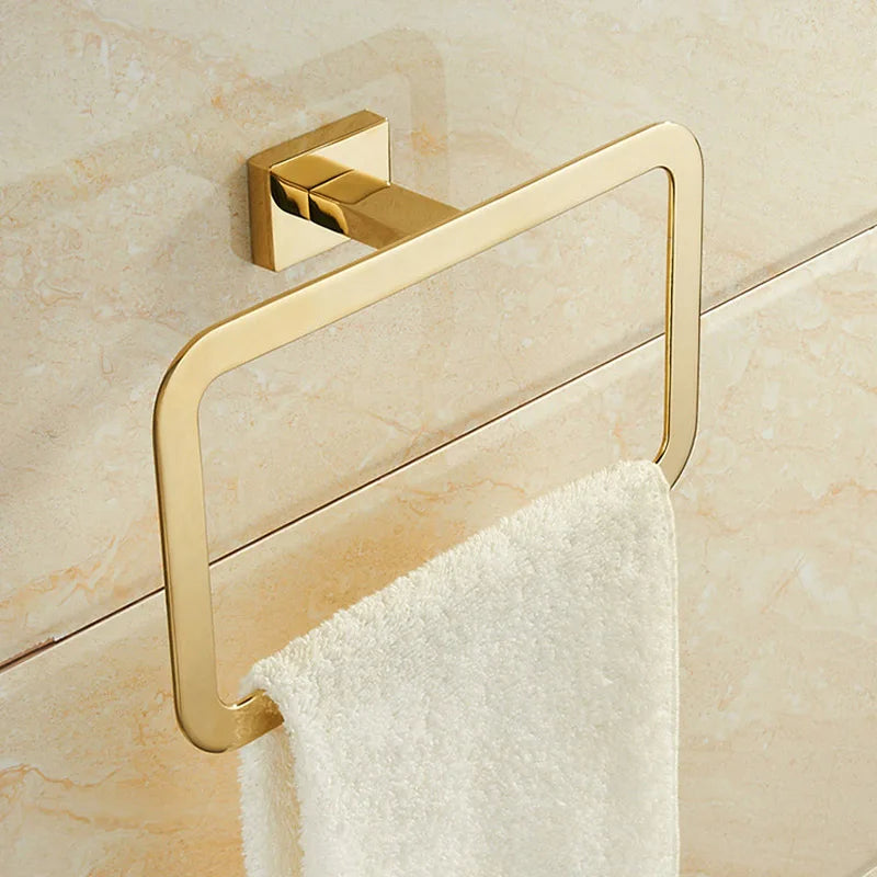 Gold Plated Brass Bathroom Hardware Set – 4 Pcs Towel Bar & Accessories Bathroom Hardware Set Richie's