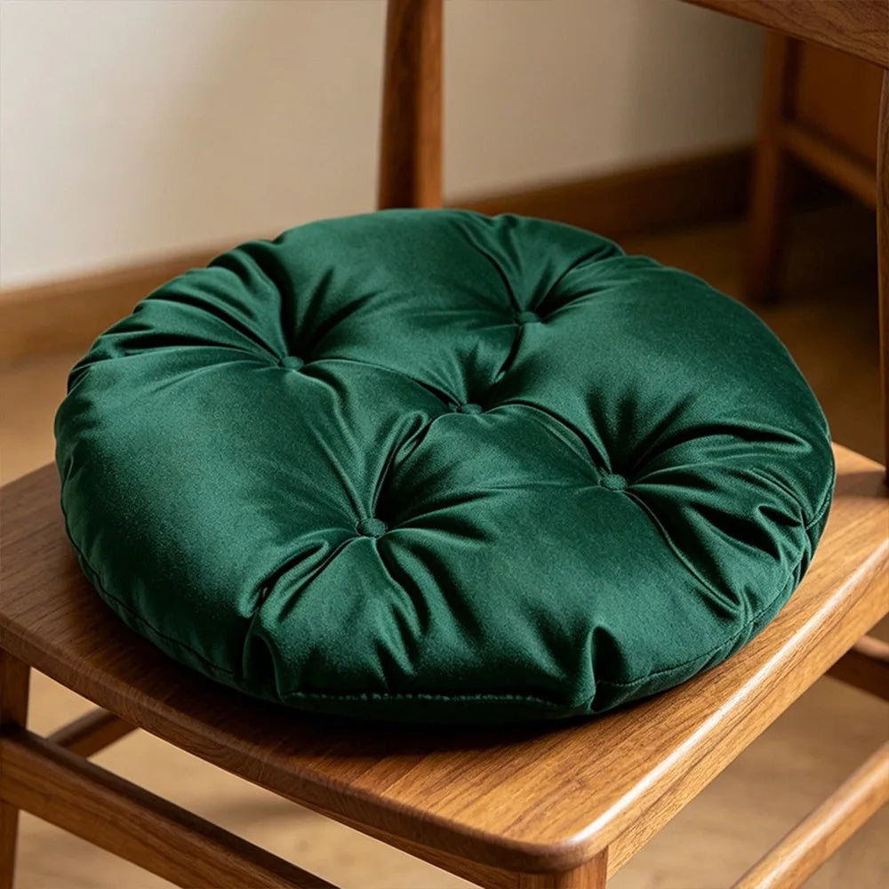 Round Silk Fabric Chair Cushion Non-Slip Tatami Seat Pad Chair Cushion Richie's Green