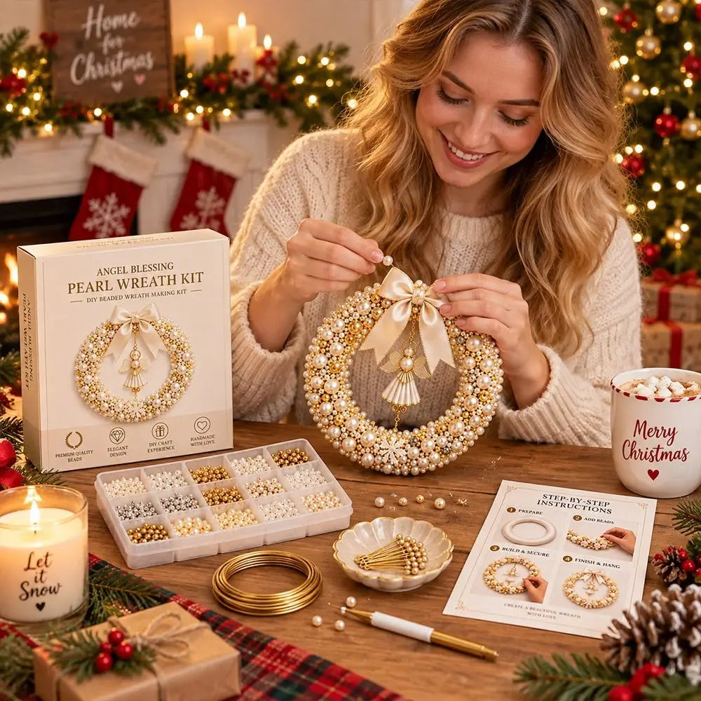 DIY Pearl Bead Christmas Wreath Kit – 30cm Holiday Craft Set DIY Craft Kit Richie's
