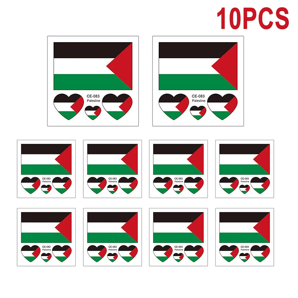 Palestine Flag Temporary Tattoo Stickers – 10 Pc Water Transfer Temporary Tattoo Stickers Richie's 10pcs