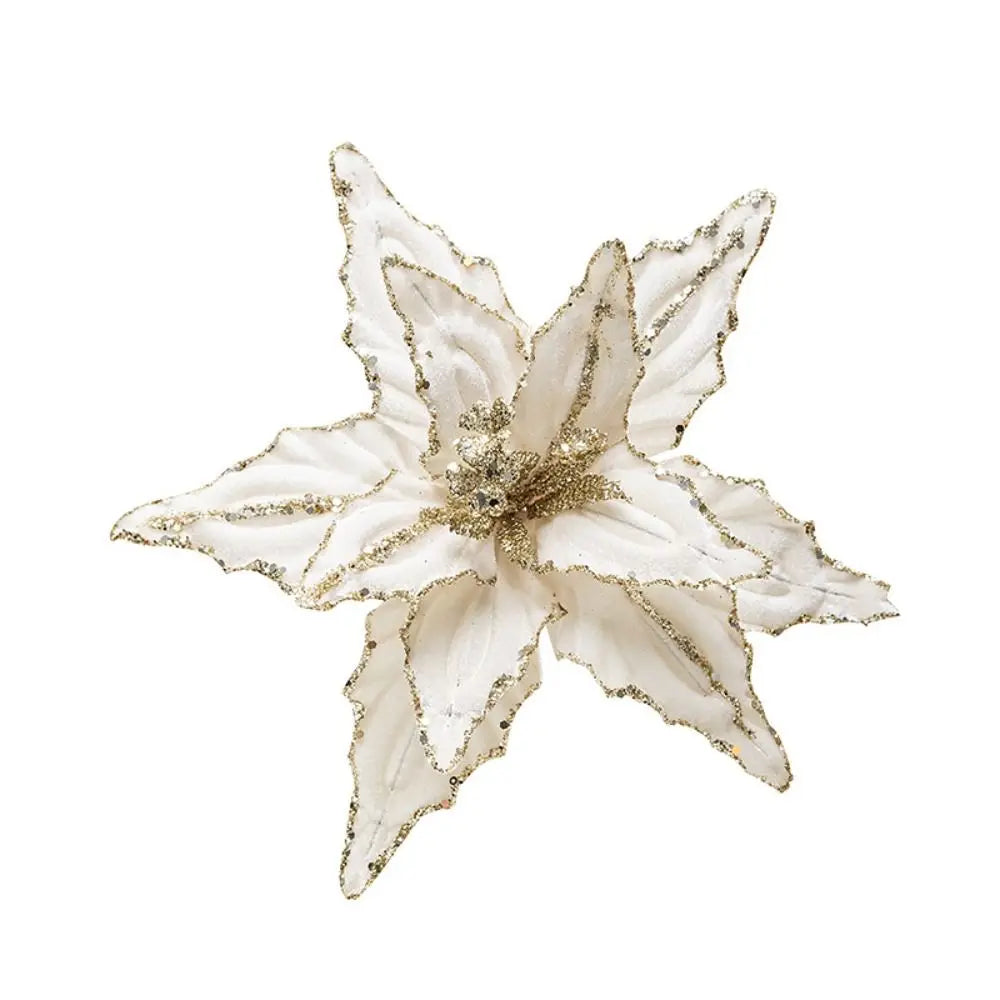 Glitter Poinsettia Artificial Christmas Flower 26cm Decoration Artificial Christmas Flower Richie's