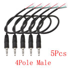 5Pcs 3.5mm AUX Male Female Extension Cable DIY Audio Repair Audio Extension Cable Richie's 4Pole Male