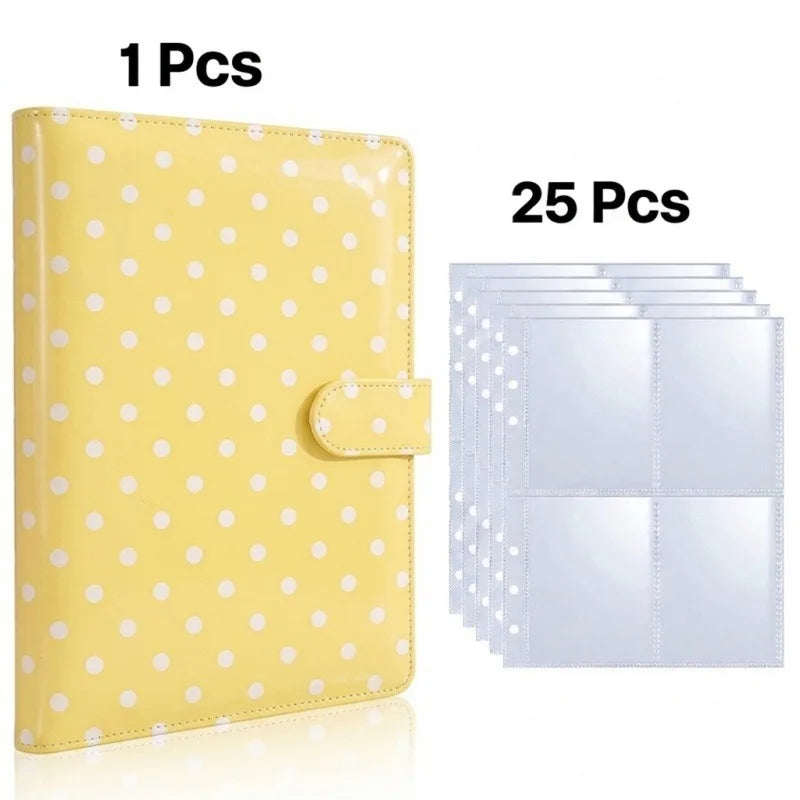 PU Leather 6-Ring Binder Magnetic Closure & Photo Card Sleeves Ring Binder Organizer Richie's yellow