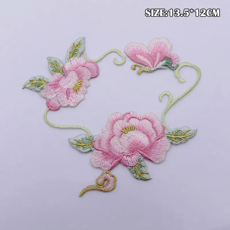 Embroidered Flower Applique Iron-On Patch for Clothes & DIY Embroidered Applique Patch Richie's E