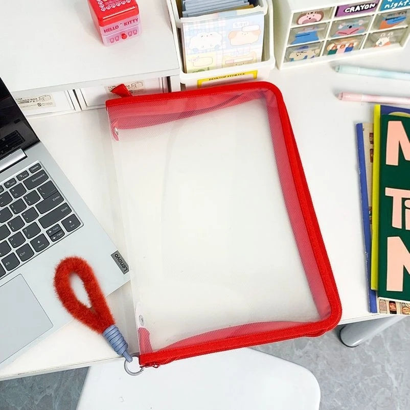 A4 Transparent Zippered File Bag – 4pc Document Organizer Zippered File Bag Richie's Red 1pc