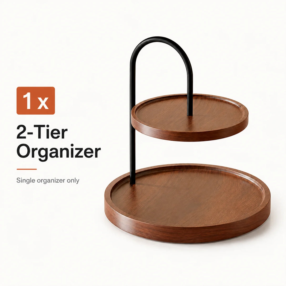 2-Tier Round Wooden Countertop Organizer Tray – Bathroom Wooden Organizer Tray Richie's