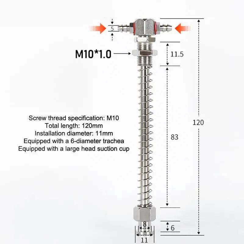 Robotic Arm Suction Cup M12/M10 T-Shape Spring Buffer Sucker Rod Industrial Suction Cup Richie's M10 120cm