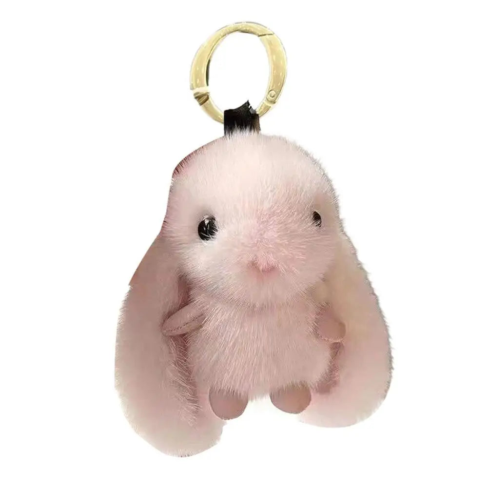 Cute Fluffy Rabbit Plush Keychain – Long Ear Bunny Bag Charm Plush Keychain Richie's Pink