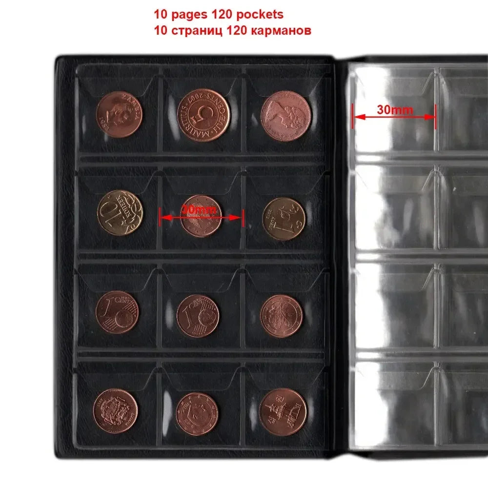 PU Leather Coin Album 120 Pockets 10 Pages Collection Book Coin Collection Album Richie's