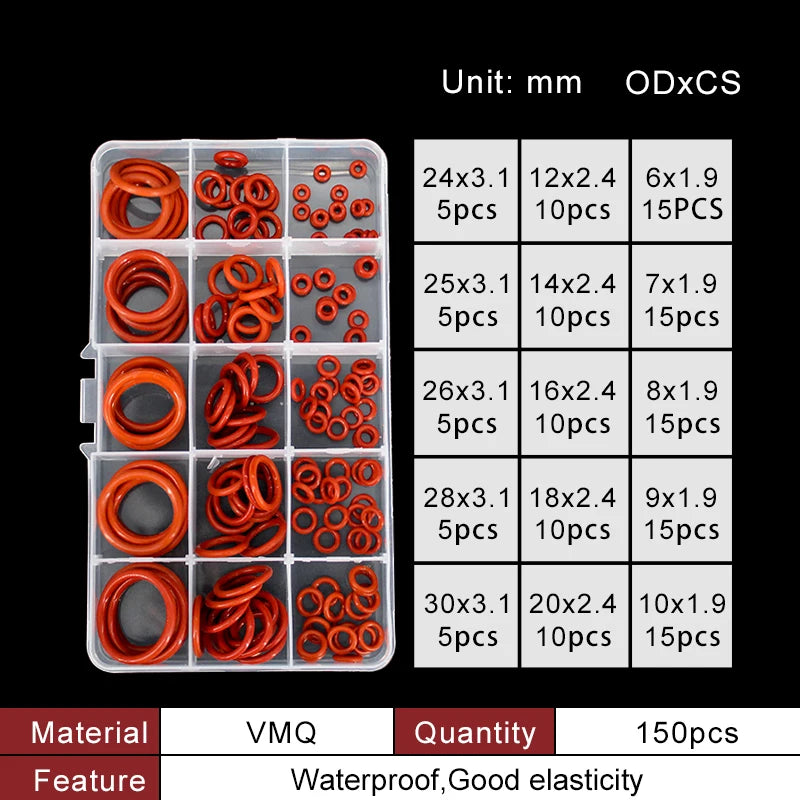 NBR Nitrile O-Ring Assortment Kit – Oil & Water Resistant Gaskets O-Ring Gasket Kit Richie's silicone-BVR150-15G