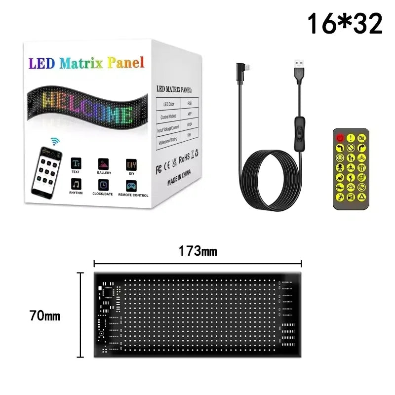 LED Matrix Panel APP Control DIY Animated Car Window Display LED Display Panel Richie's 16x32 LEDs 7x17CM