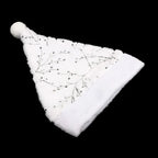 White Plush Santa Hat Gold Silver Sequin Snowflake Christmas Cap Christmas Santa Hat Richie's