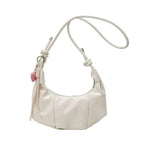 Women's Pleated Crescent Crossbody Bag | Faux Leather Shoulder Purse Crossbody Shoulder Bag Richie's White