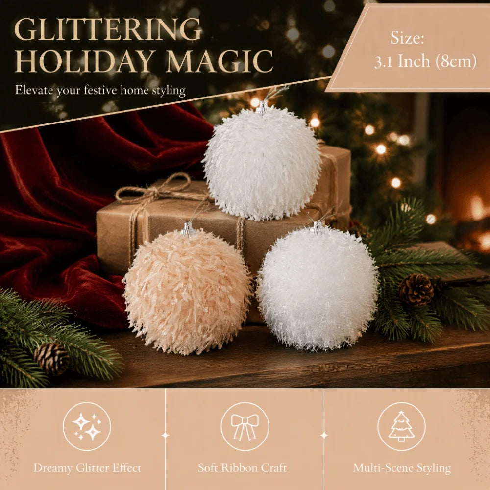 Silver Tinsel Foam Christmas Ball Ornament | Xmas Tree Bauble Christmas Ornament Richie's