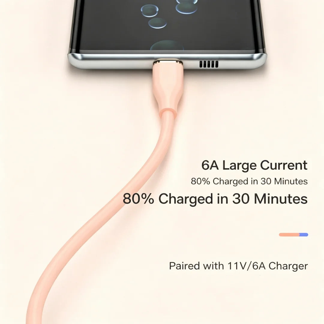 Soft Silicone USB-A to Type-C Fast Charging Cable | 66W USB Charging Cable Richie's