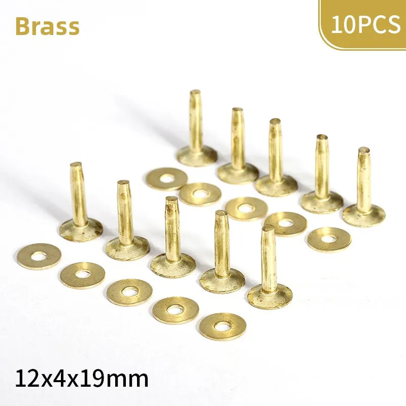 KANDE Copper Rivets 10 Pcs – Leather Belt Luggage Fasteners Copper Rivets Richie's Y 12x4x19mm 10PCS