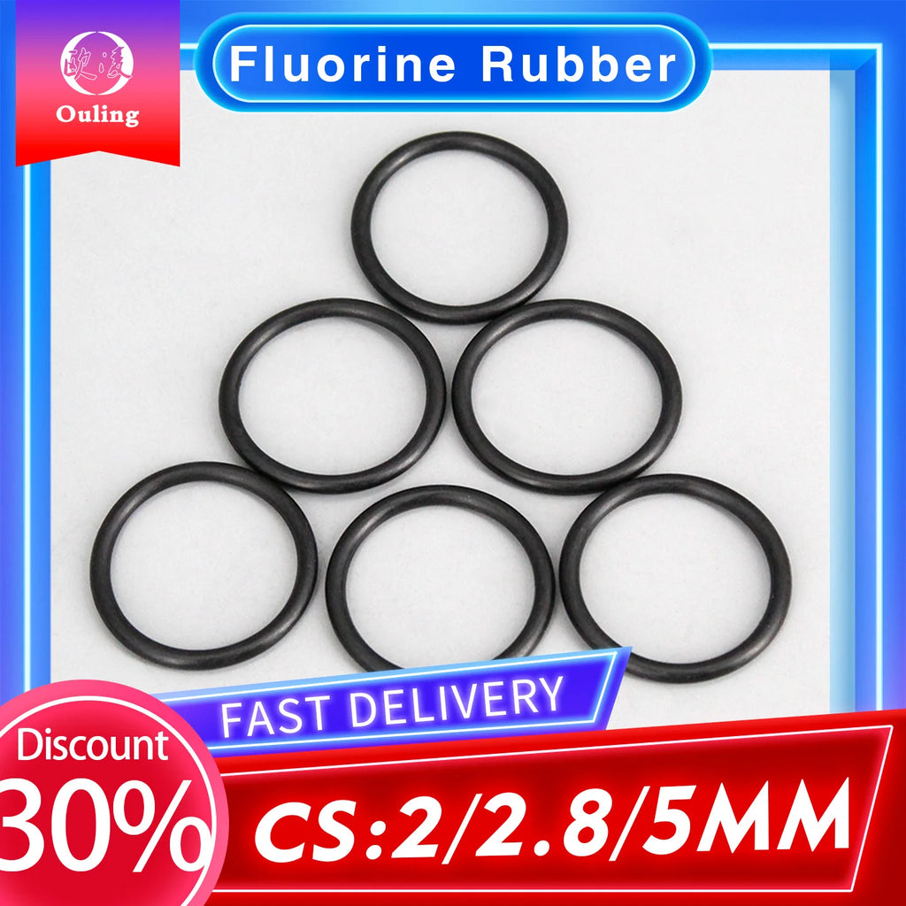 FKM Fluorine Rubber O-Ring Seals CS2–5mm OD5–115mm Black Rubber O-Ring Seal Richie's