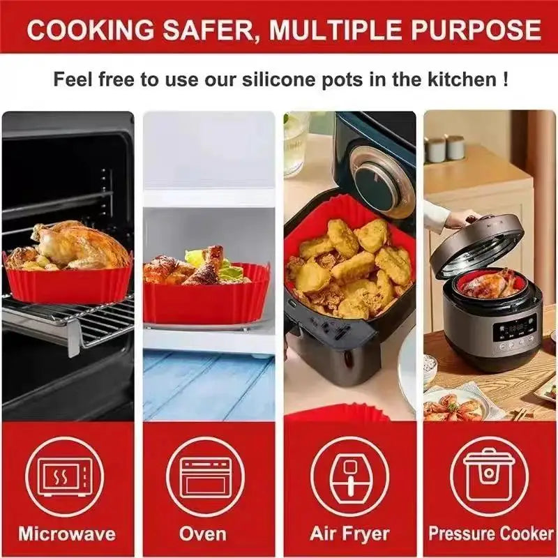 BPA-Free Silicone Air Fryer Liner Square Reusable Basket Mat 4–7 QT Air Fryer Liner Richie's