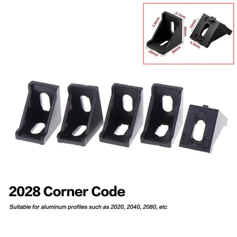 5Pcs Black Aluminum Angle Connectors – 2020 to 4545 T-Slot Brackets Aluminum Angle Connectors Richie's 2028 5pcs