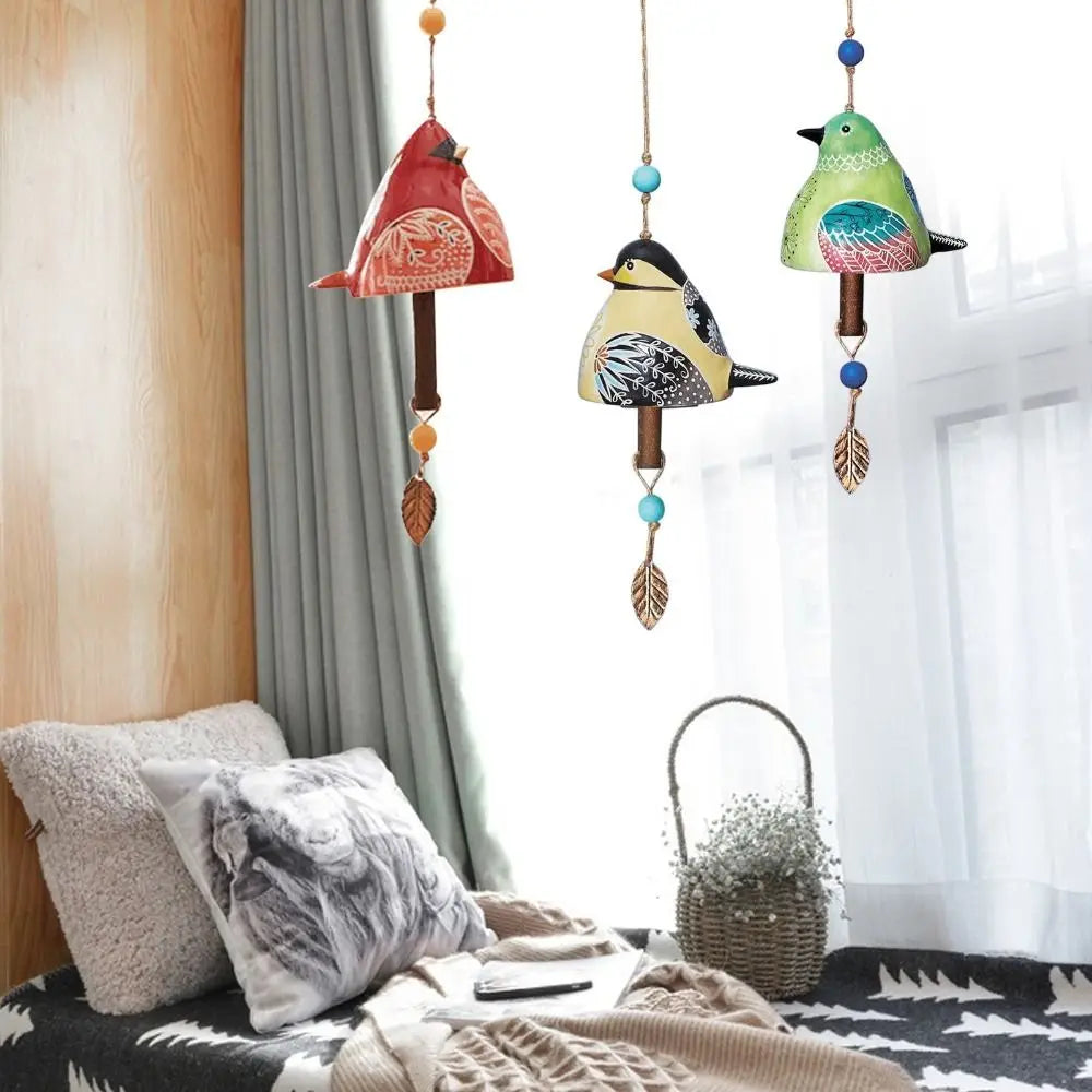 Resin Bird Wind Chime Hand Painted Outdoor Hanging Ornament Wind Chime Richie's