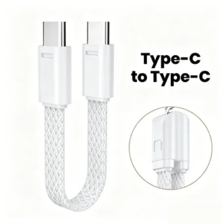 FUCHU USB-C to USB-C Keychain Fast Charge Cable 6A USB-C Charging Cable Richie's white