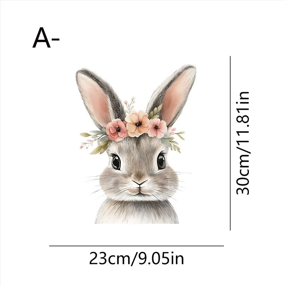 Easter Rabbit Flower Wall Stickers – Removable PVC Decals Wall Stickers Richie's A1