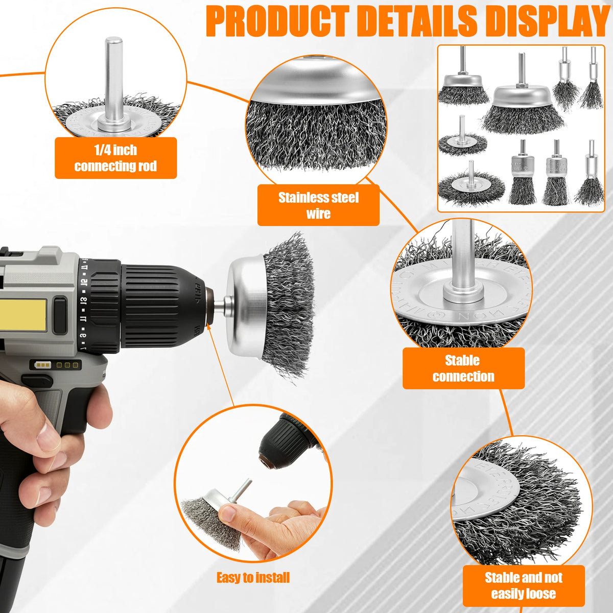 Wire Wheel Brush Set for Drill – 6/9 Pc, 1/4" Shank | Toorise Wire Brush Set Richie's
