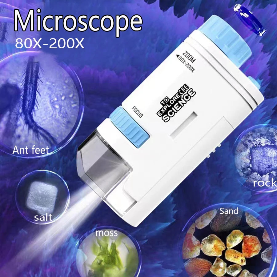 Kids Portable Microscope 80–200X Science Educational Toy Kids Science Microscope Richie's