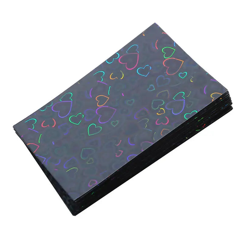 50Pcs Kpop Photocard Sleeves Heart Bling PVC Card Protectors Photocard Sleeves Richie's Black