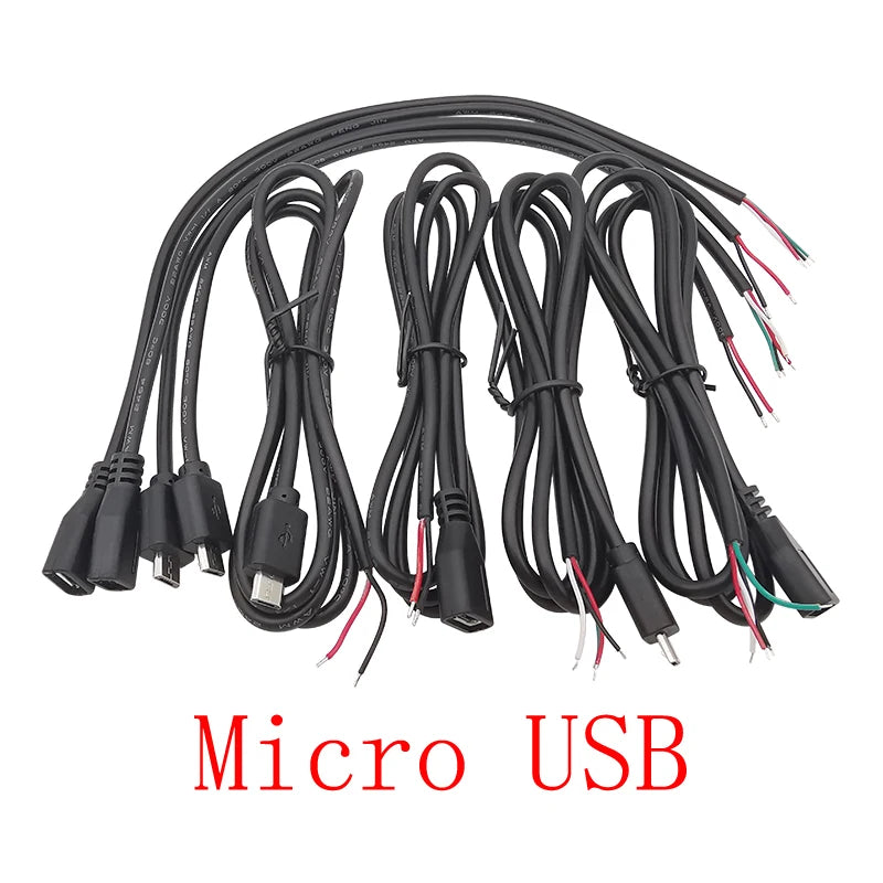5Pcs Micro USB 2/4 Pin Male Female Connector DIY Charging Cable USB Connector Kit Richie's