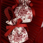 5pcs Red Velvet Drawstring Gift Bags Floral Ribbon Bow | Canvas Velvet Gift Bags Richie's