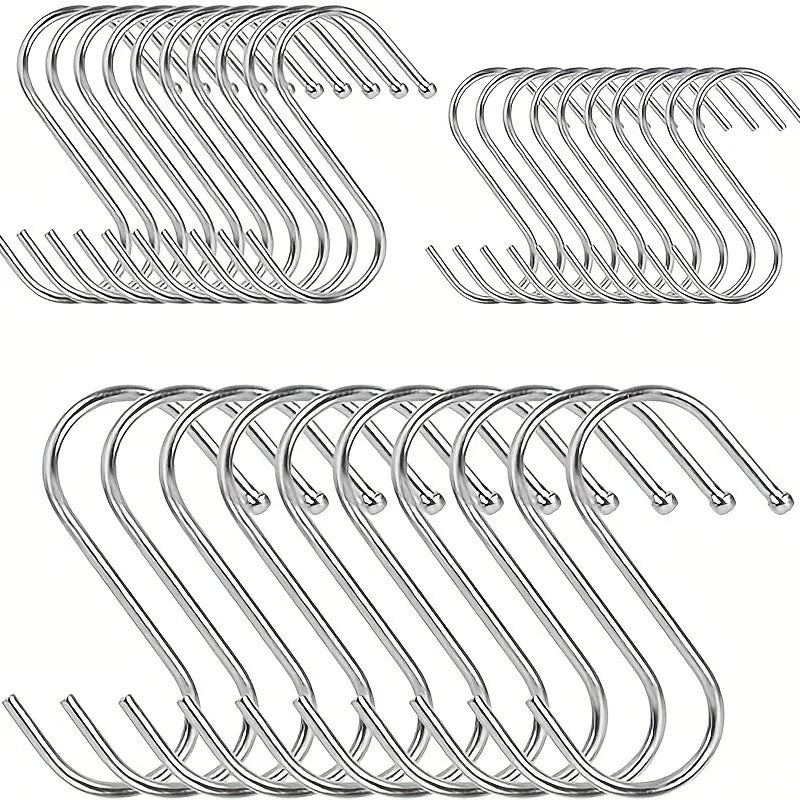 10pcs Stainless Steel S-Hooks for Kitchen, Bathroom & Home S-Shaped Hooks Richie's