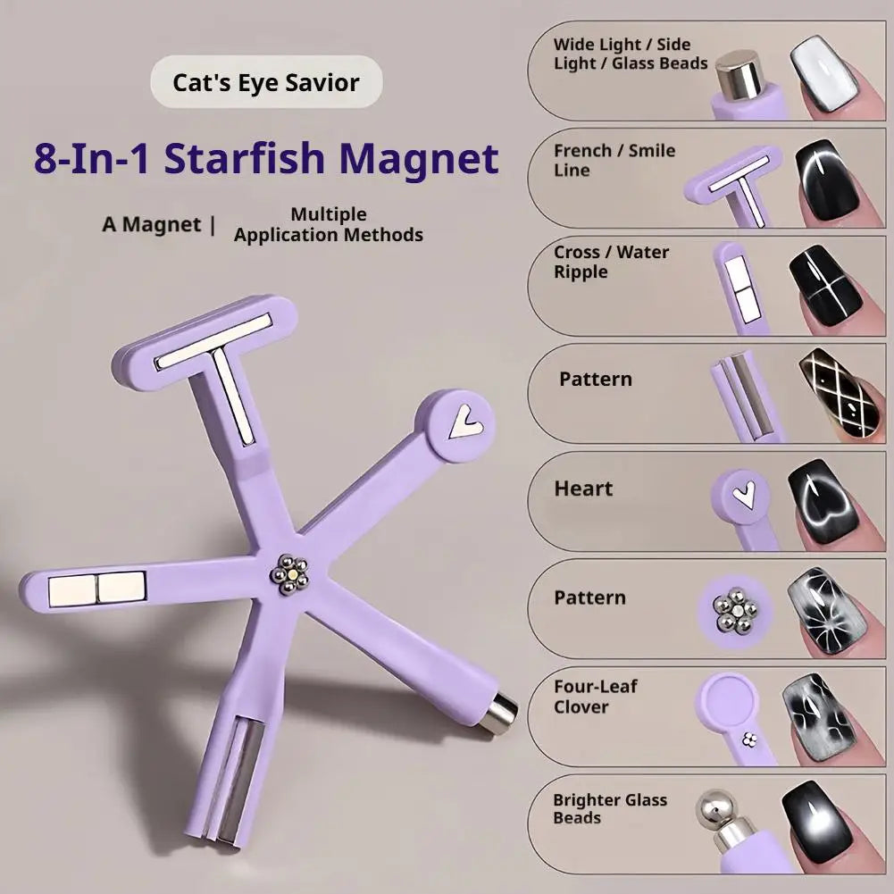 8-in-1 Cat Eye Nail Magnet Tool | Starfish Gel Polish Stick Nail Art Magnet Richie's