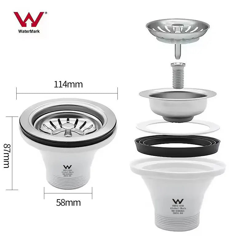 WATERMARK Certified Sink Drain Sewer Head – Vegetable Basin Sink Drain Fitting Richie's 114mm 304 material