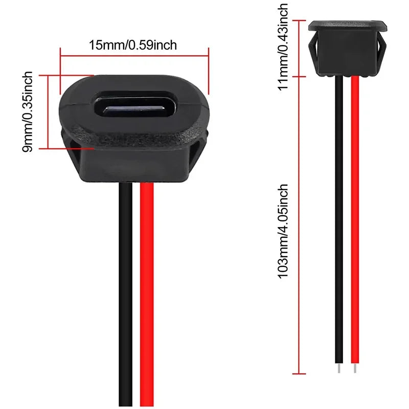 Waterproof USB-C 2-Pin Female Socket Fast Charging Connector USB-C Connector Richie's