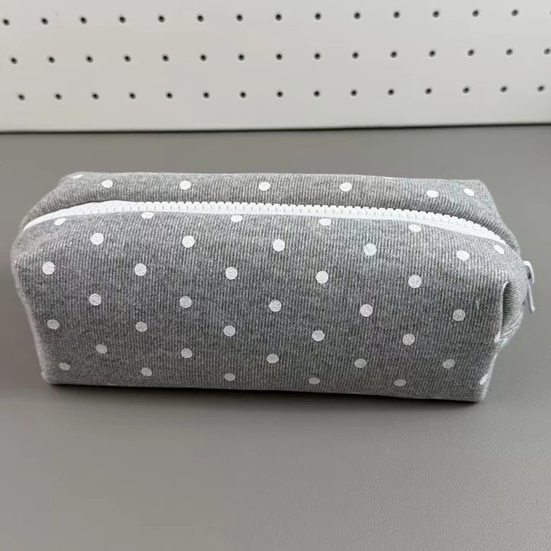 Polka Dot Pencil Case Large Capacity Soft Fabric Pen Bag Pencil Case Richie's A1