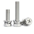 304 Stainless Steel Phillips Hex Combination Screws M3–M8 GB9074 Combination Screws Richie's