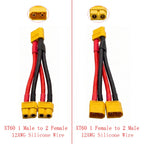 2Pcs XT60 Parallel Y Splitter 12/14AWG Silicone Wire RC Drone RC Power Connector Richie's
