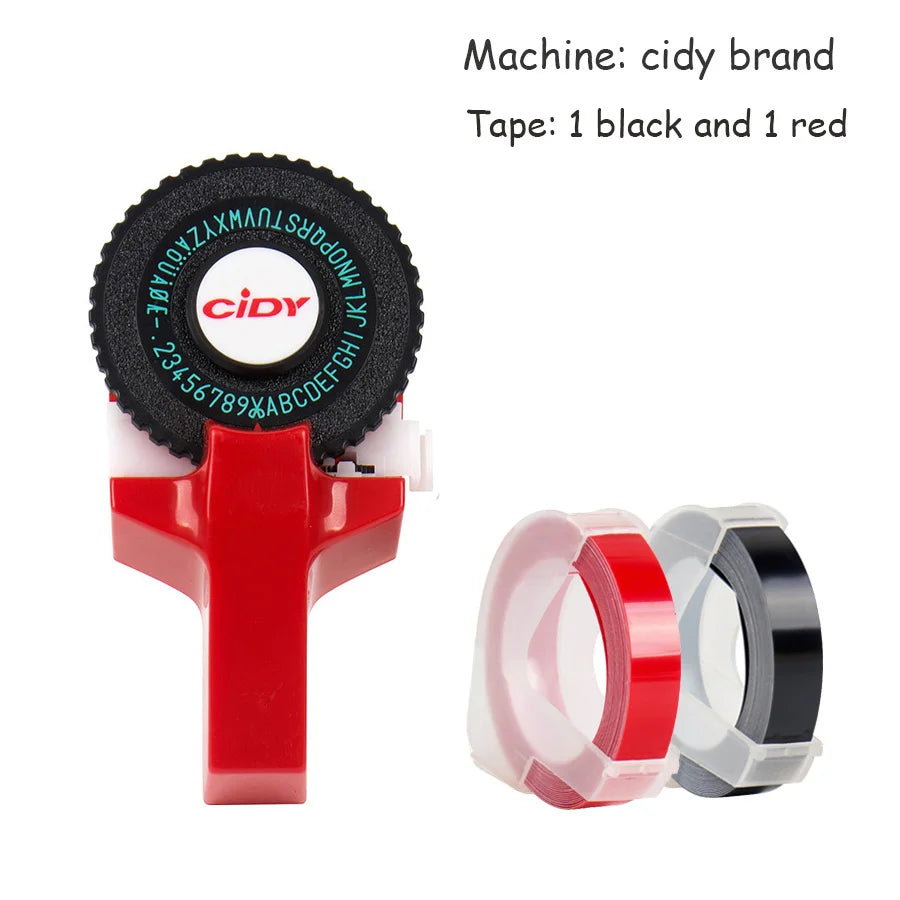 CIDY Mini Handheld Label Maker 3D Embossing Typewriter Machine Handheld Label Maker Richie's red