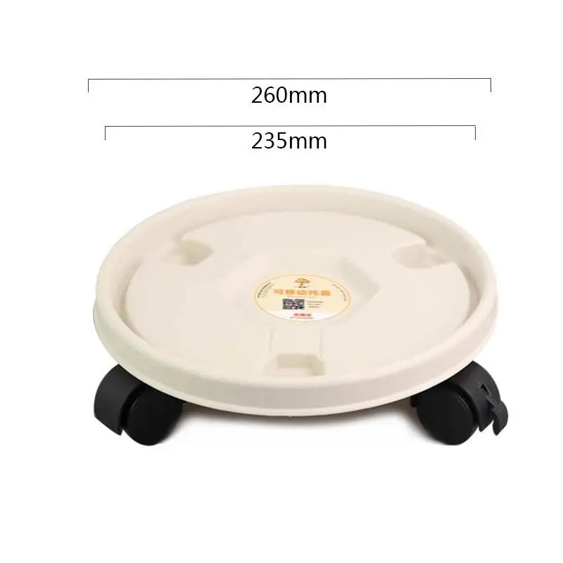 Rolling Plant Pot Tray with 360° Wheels | Movable Flower Base Rolling Plant Tray Richie's White 26CM