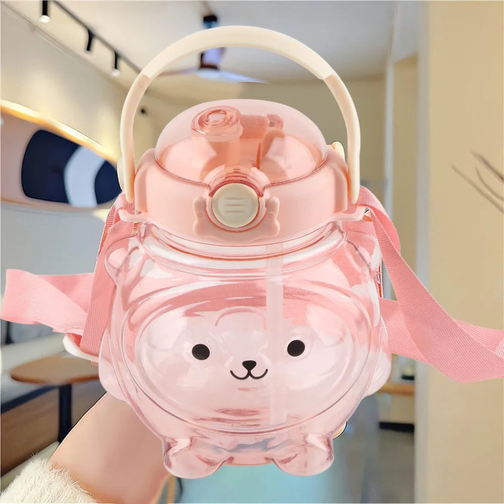1000ml Cartoon Bear Resin Water Bottle with Shoulder Strap Resin Water Bottle Richie's