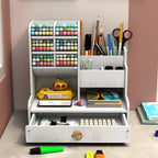 White Desk Organizer with Drawer | Multi-Compartment Storage Box Desk Organizer Richie's 10hole pen holder