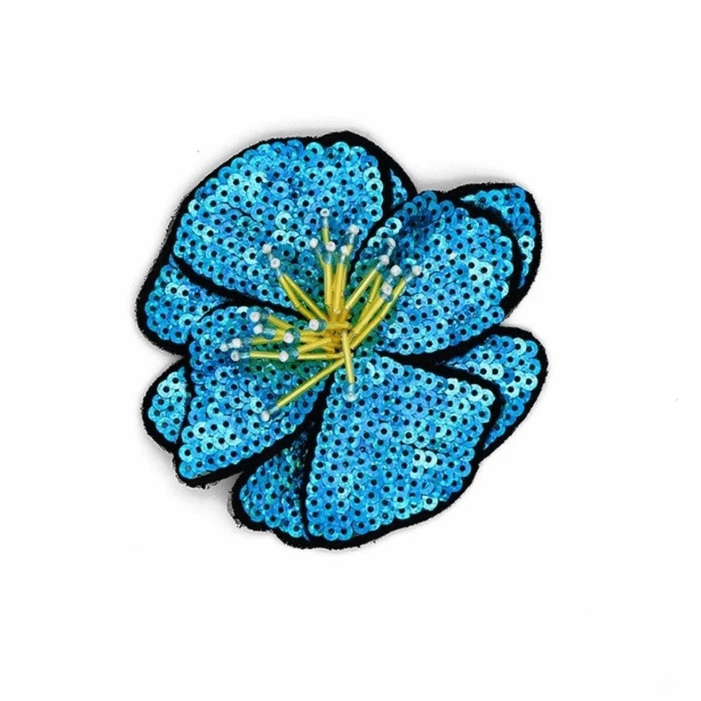 Handmade Beaded Flower Sequin Sew-On Applique Patch – 11–12cm Sew-On Applique Patch Richie's Blue